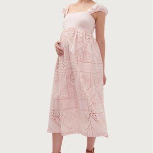 Hatch Ivy Eyelet Maternity Dress in blush